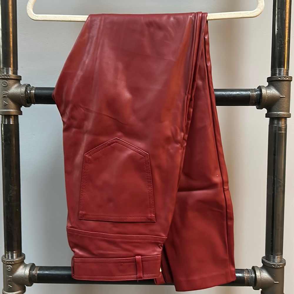 Zara Size Medium Faux leather dark red pants